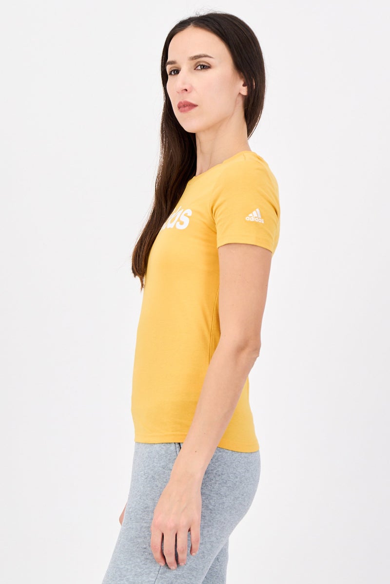 Adidas Women Sportswear Fit Short Sleeve Outdoor T-Shirt, Mustard - Image 3